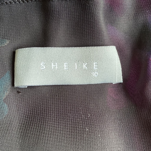 Y2K 2000s Sheike Floaty Floral 100% Silk Cocktail Dress Sz 10 - Picture 7 of 8